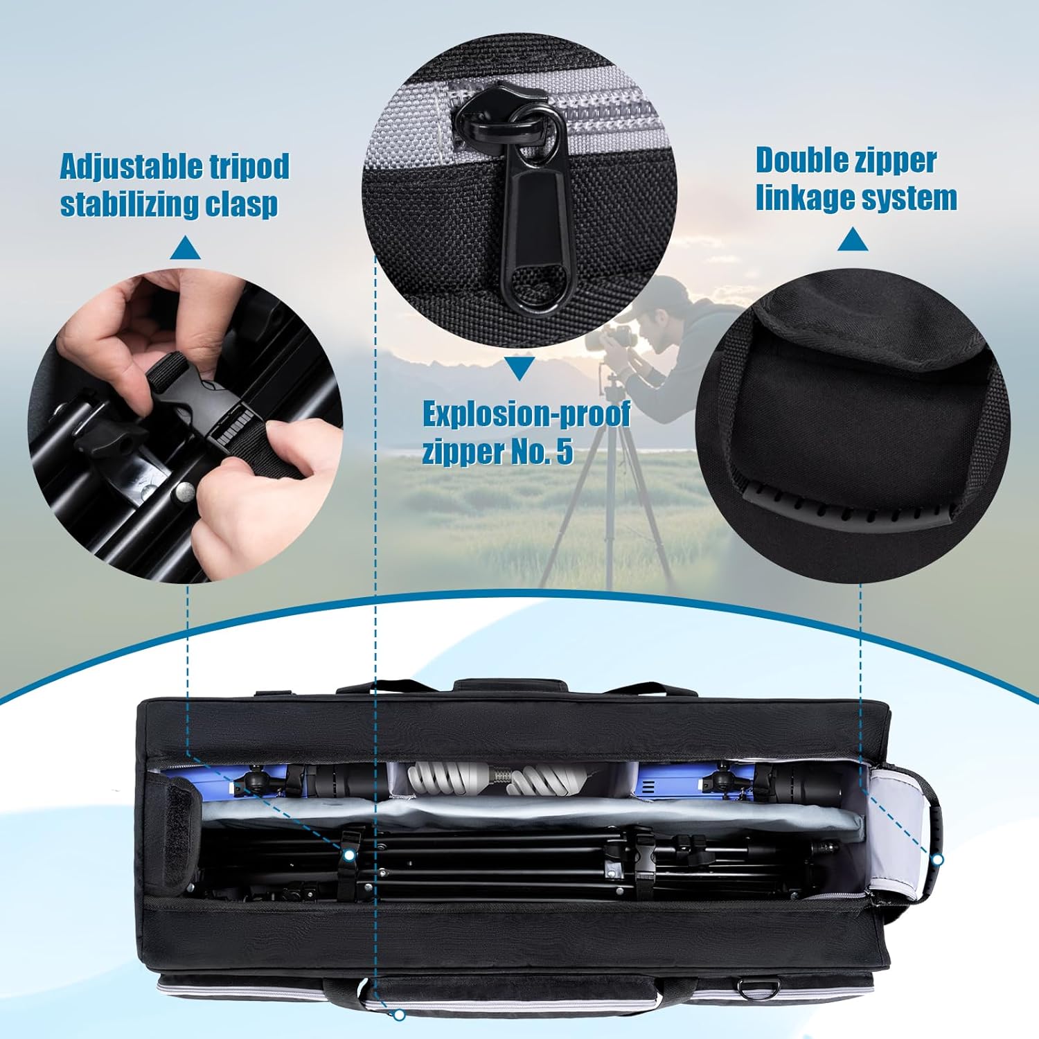 30.7" Tripod Carrying Case Bag, Large Photographic Tripod Ba... - Image 7