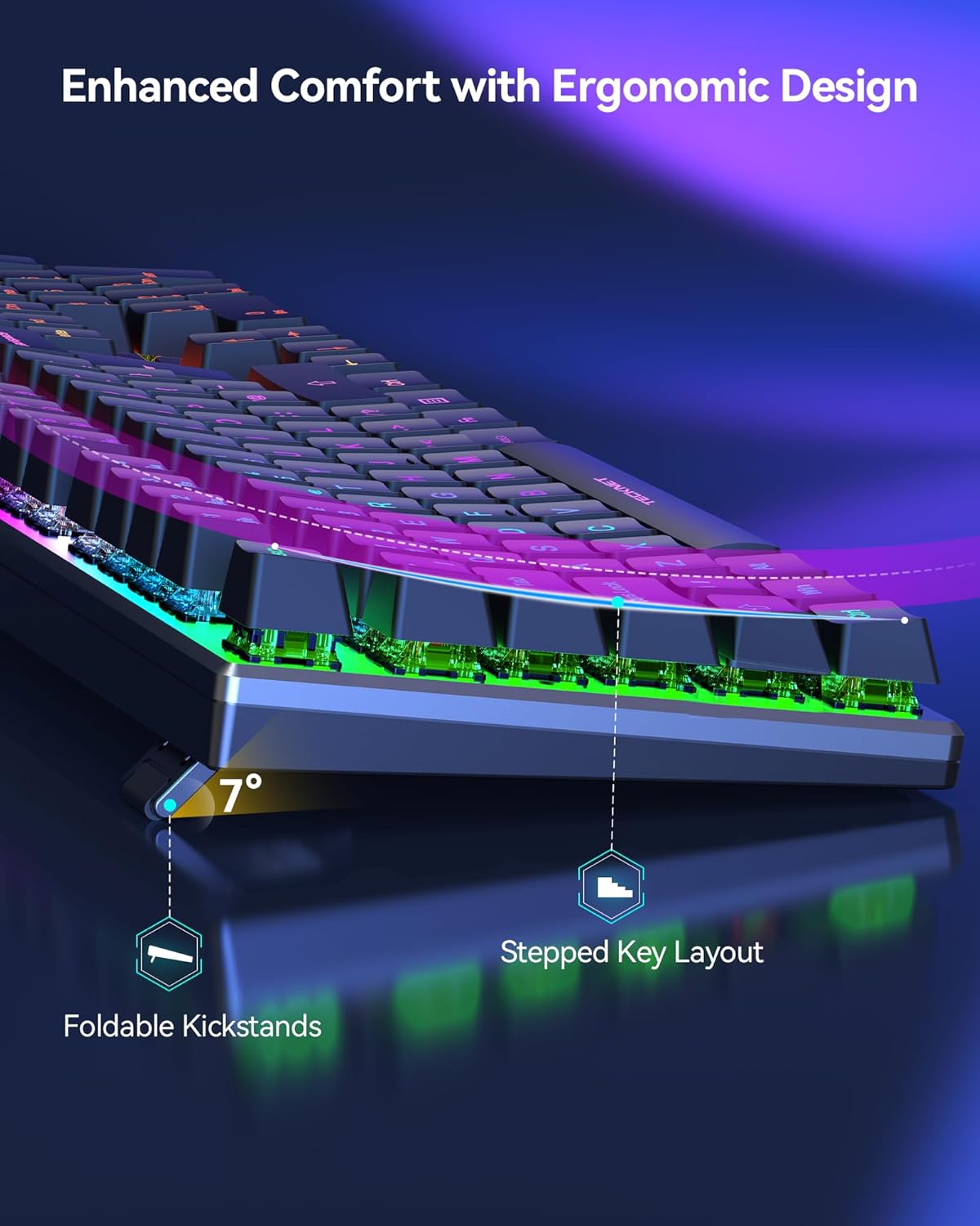 TECKNET Mechanical Gaming Keyboard - Red Switches Mechanical... - Image 7