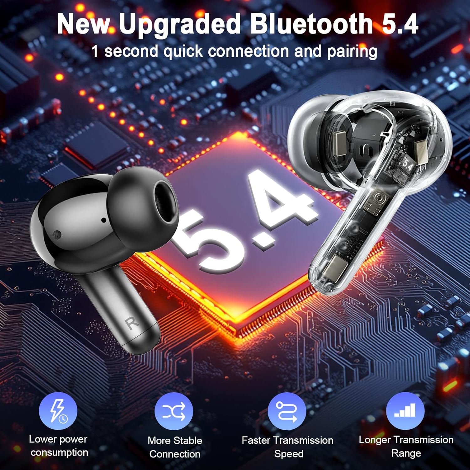 Wireless Earbuds, Bluetooth 5.4 Headphones in Ear with 4 ENC... - Image 3