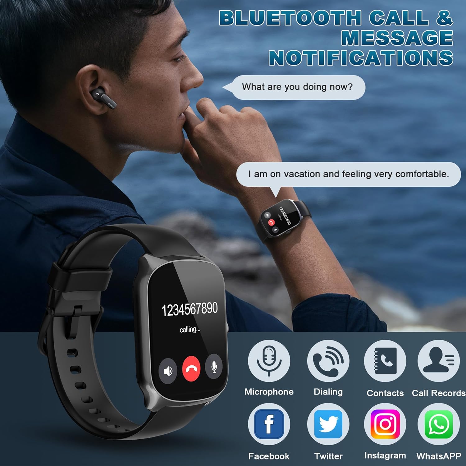 Smart Watch for Men Women Bluetooth Calls, 1.95" HD Curved S... - Image 3