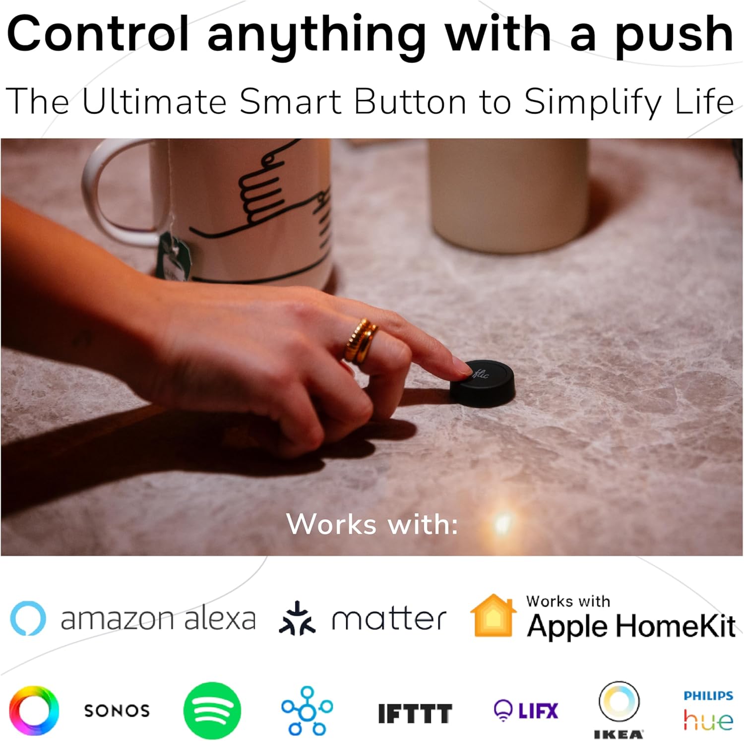 Flic Smart Button White – 3 Pack. Control Lights, Music & Mo... - Image 7