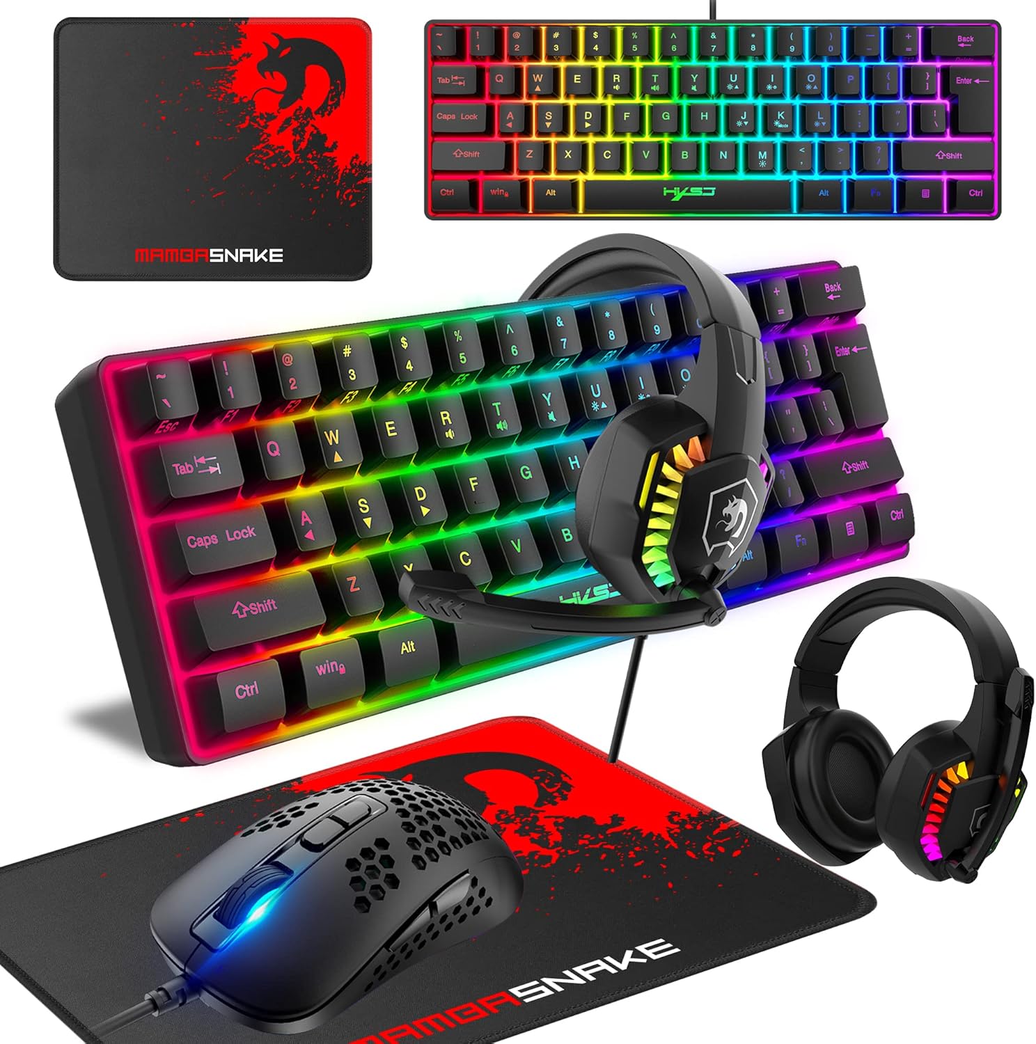 Gaming Keyboard and Mouse Set, 60% Wired Compact Gaming Keyb... - Image 2
