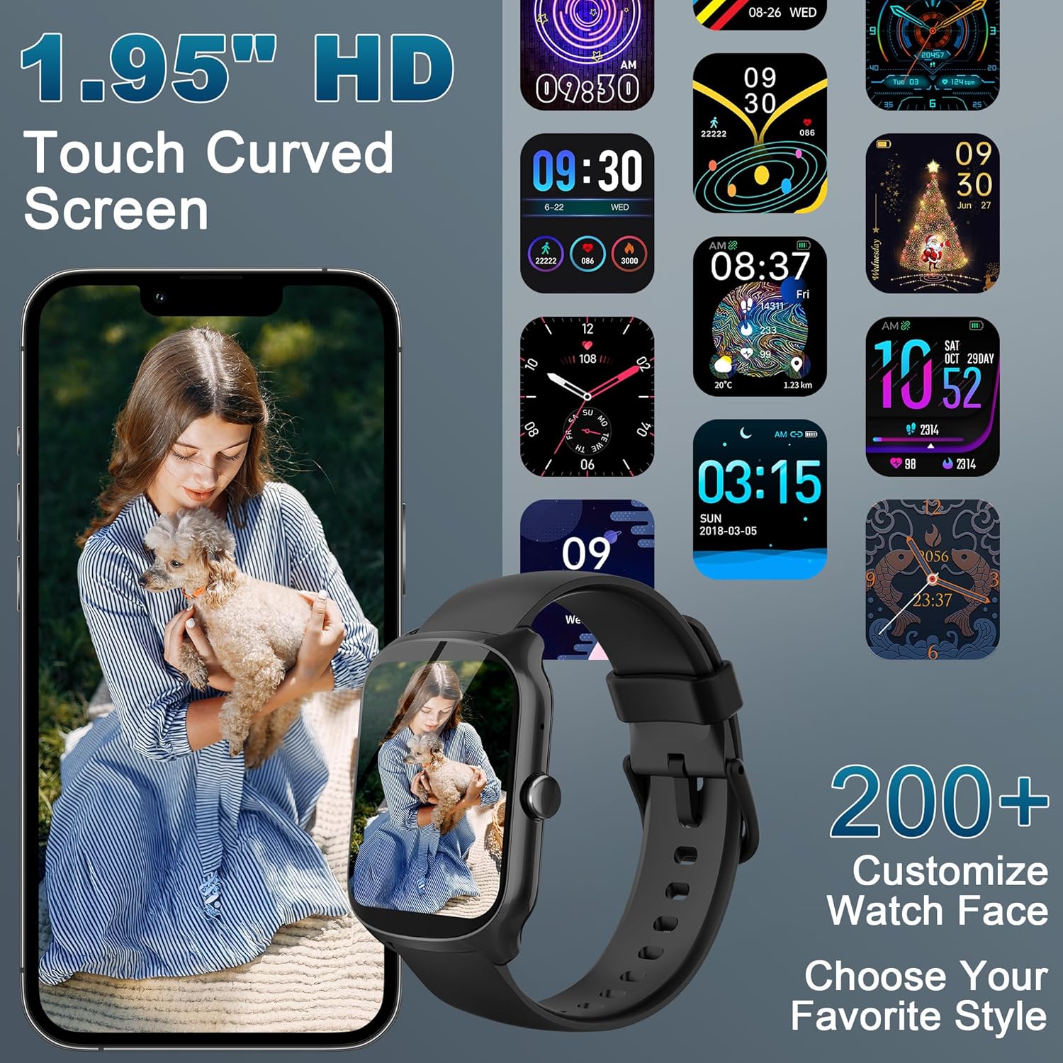 Smart Watch for Men Women Bluetooth Calls, 1.95" HD Curved S... - Image 4