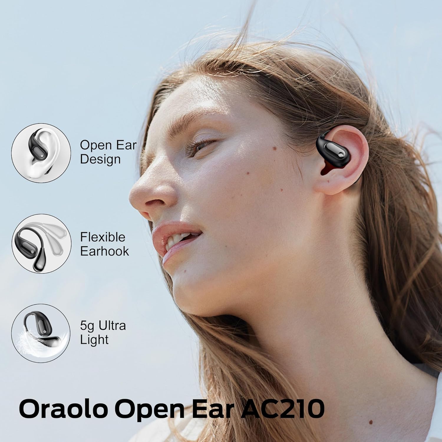 Oraolo Open Ear Headphones, Bluetooth 5.4 Earphones, Stereo ... - Image 3