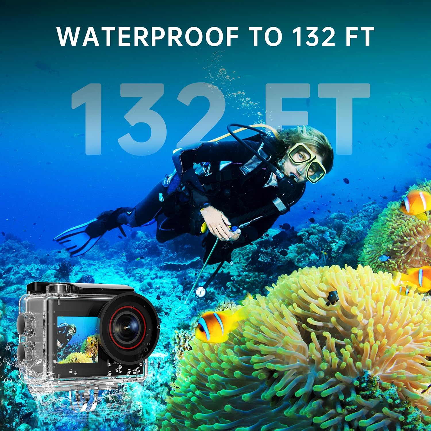 Action Camera 4K 60FPS, 40M Ultra HD Underwater Camera, 30MP... - Image 5