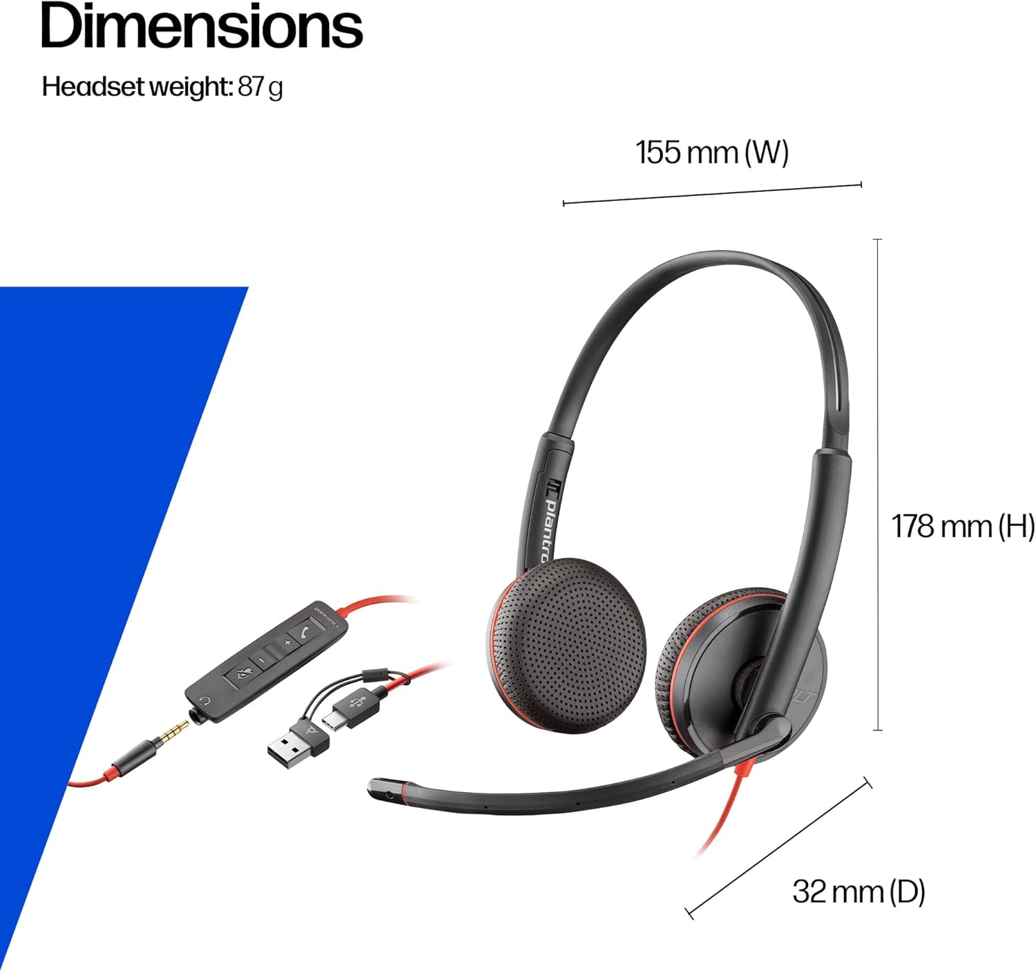 Poly Blackwire 3225 Wired Headset - Noise-Canceling Mic – St... - Image 7