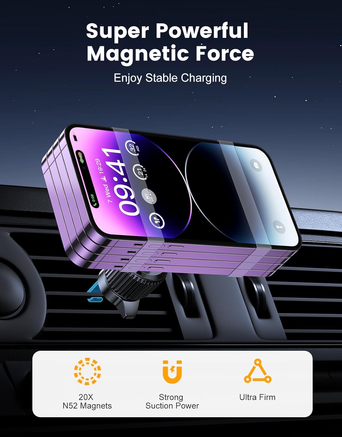 EOIWUY Compatible with MagSafe Car Mount, 15W Fast Charging ... - Image 4