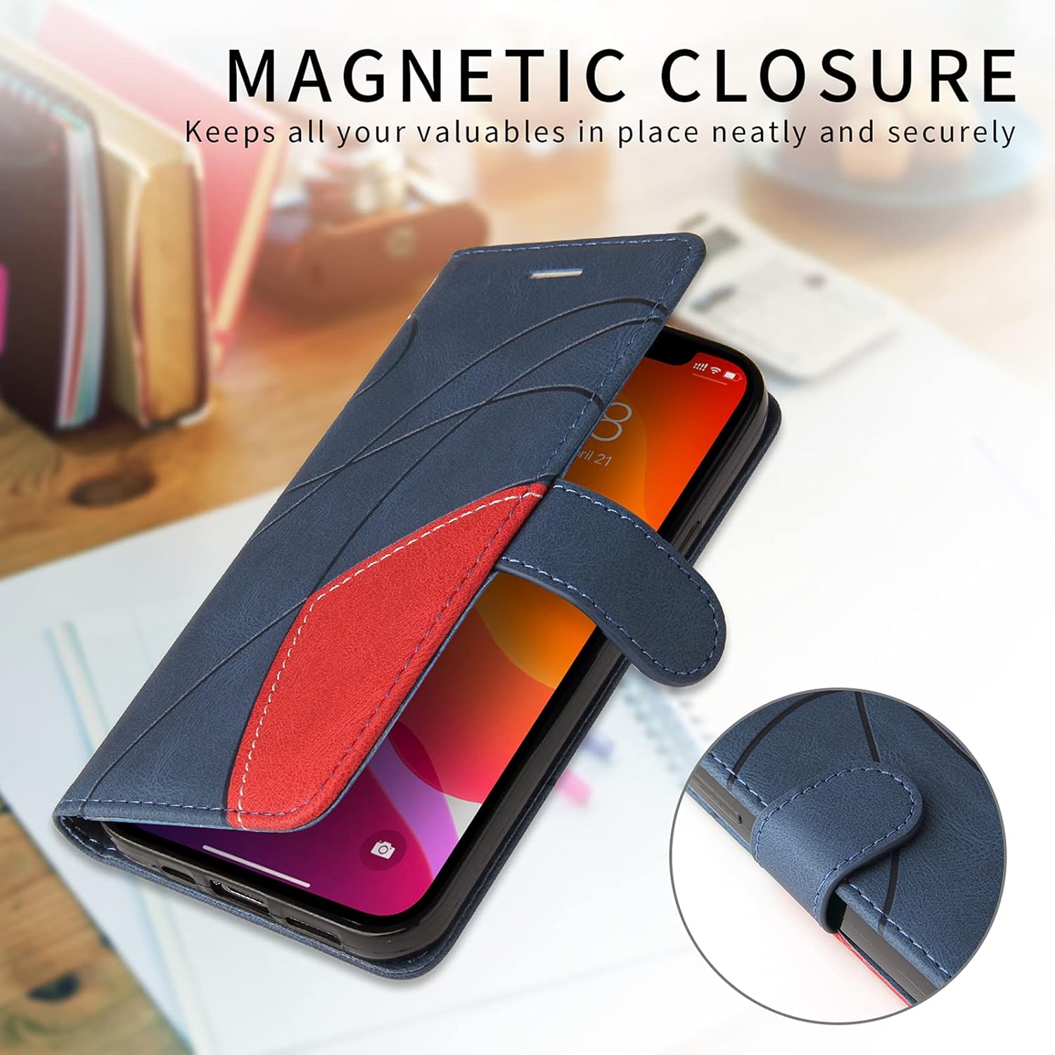 Samsung A6 Case Geometric, Shockproof Wallet Case PU Leather... - Image 5