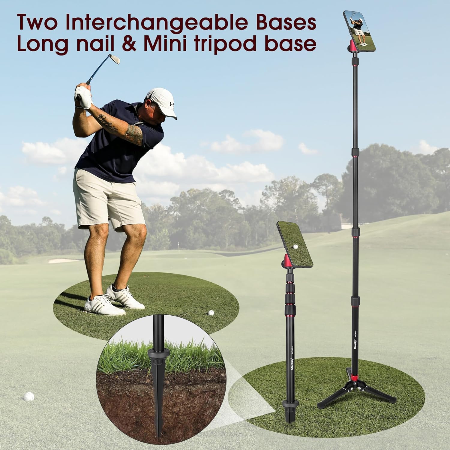 Manbily GF-M25 5-in-1 Golf Monopod for Smartphones, Cameras ... - Image 3
