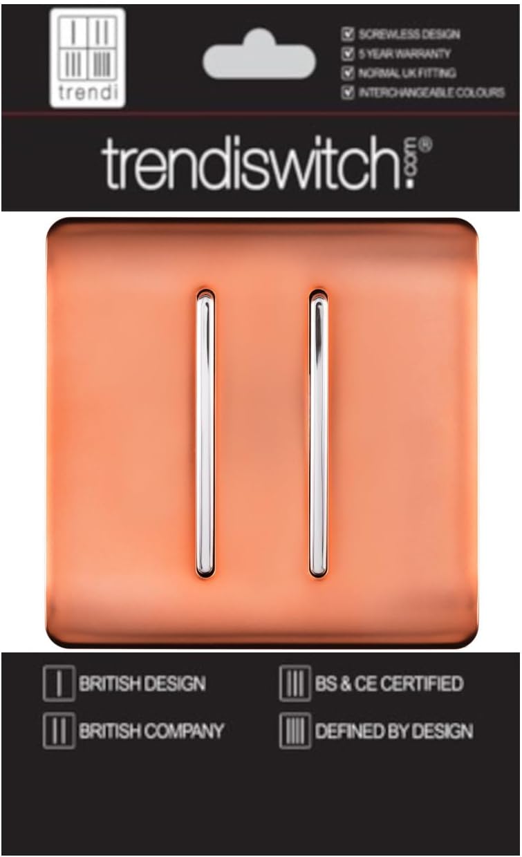 Trendi 2 Gang 2 Way 240V Screwless Raised Front Plate Plasti... - Image 3