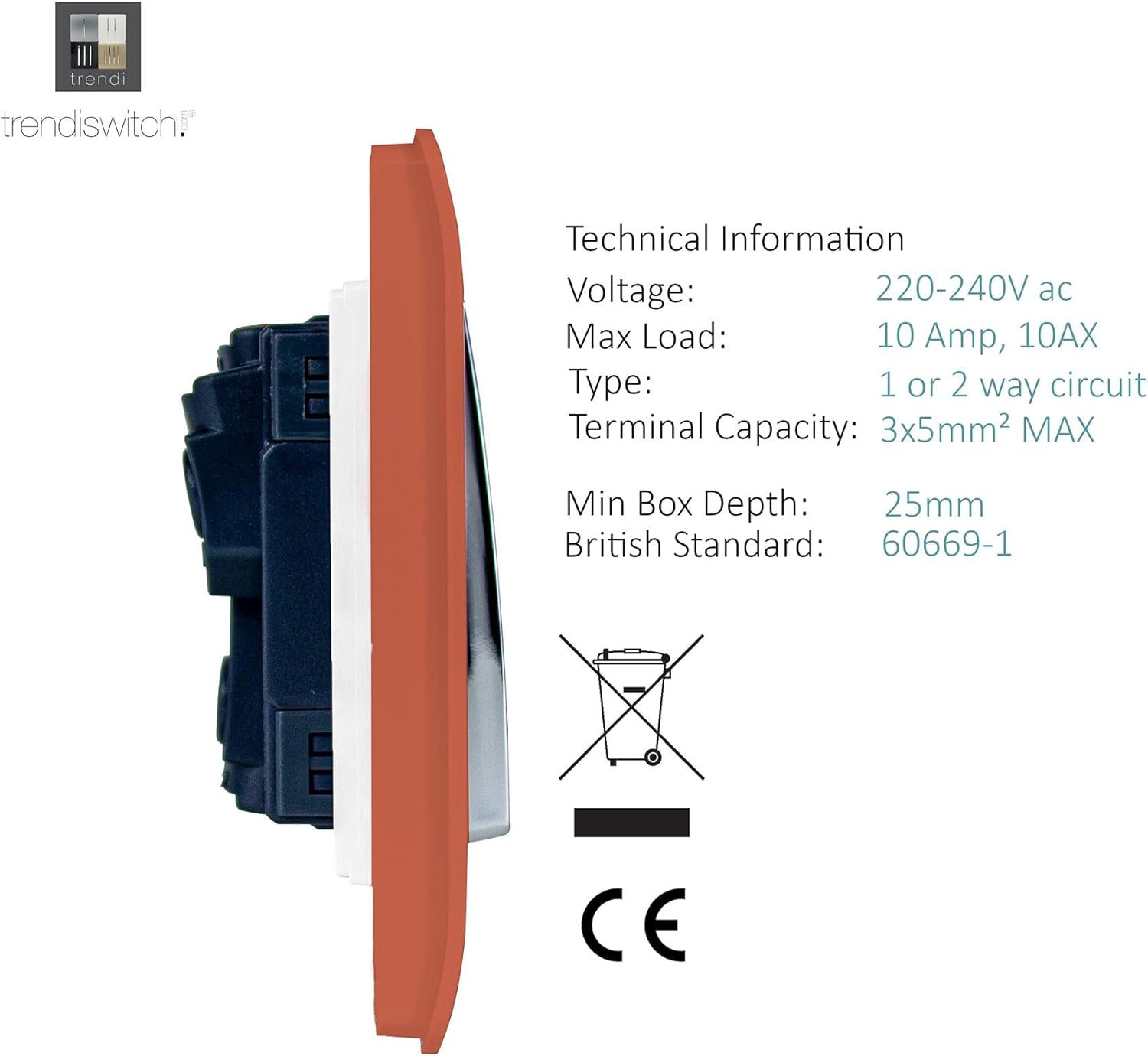 Trendi 2 Gang 2 Way 240V Screwless Raised Front Plate Plasti... - Image 5