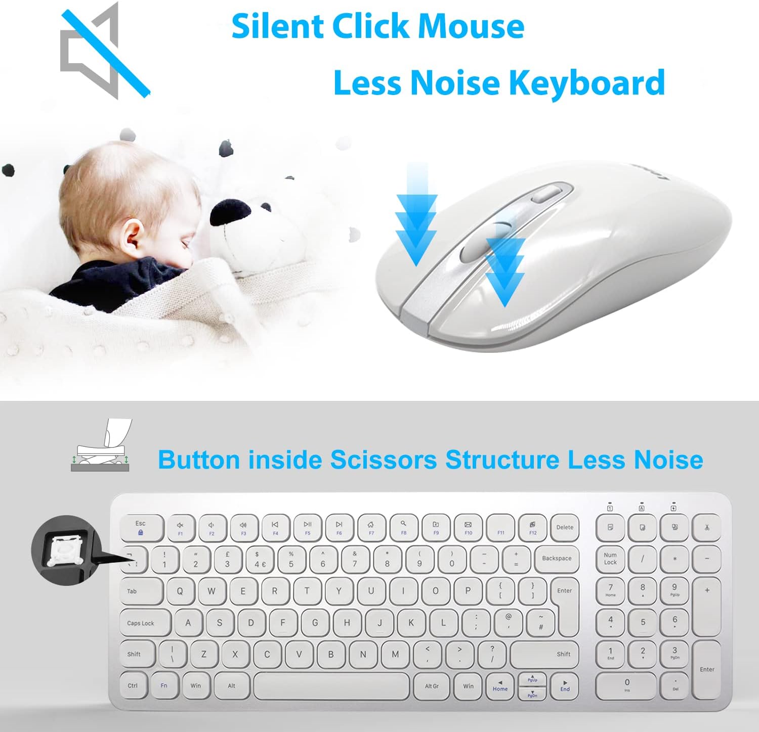LeadsaiL Wireless Keyboard and Mouse Set, Wireless USB Mouse... - Image 3