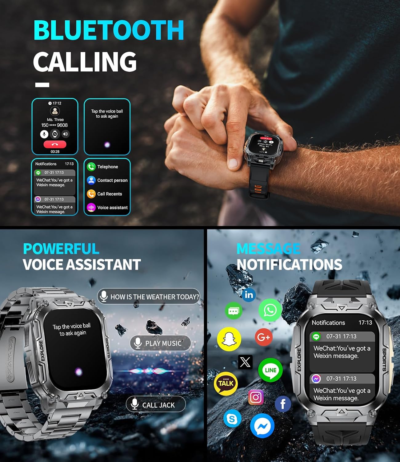 TX12 Military Smart Watch for Men, 900 mAh/LED Flashligh/2.0... - Image 5