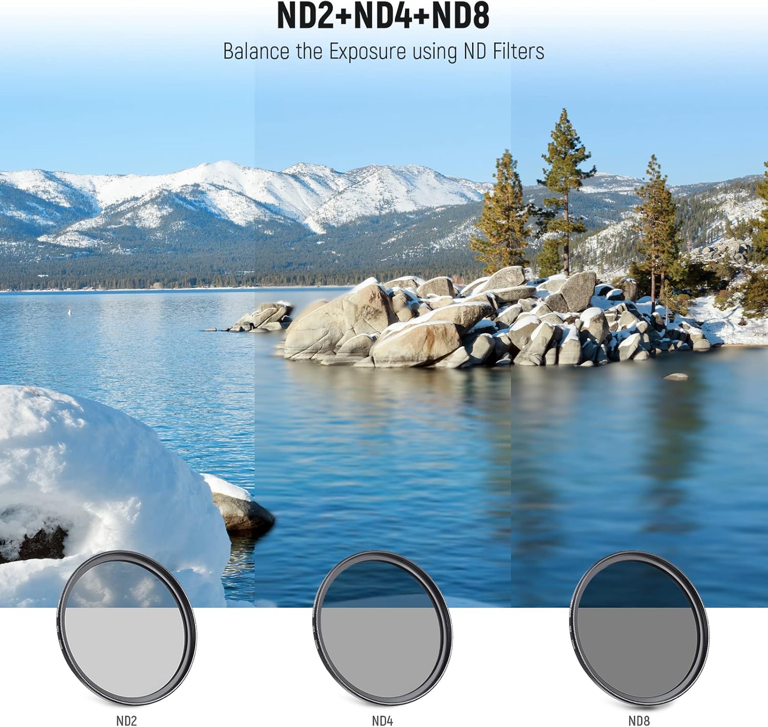 NEEWER 55mm Lens Filter Kit: UV, CPL, FLD, ND2, ND4, ND8, Le... - Image 3