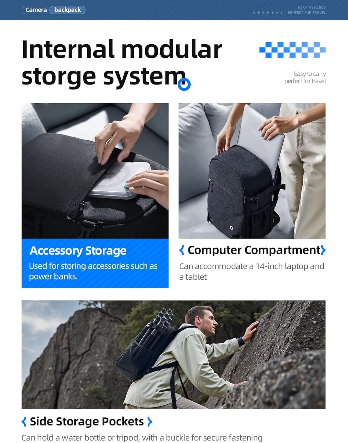 llano Camera Backpack for DSLR/SLR/Mirrorless – Water-Resist... - Image 4