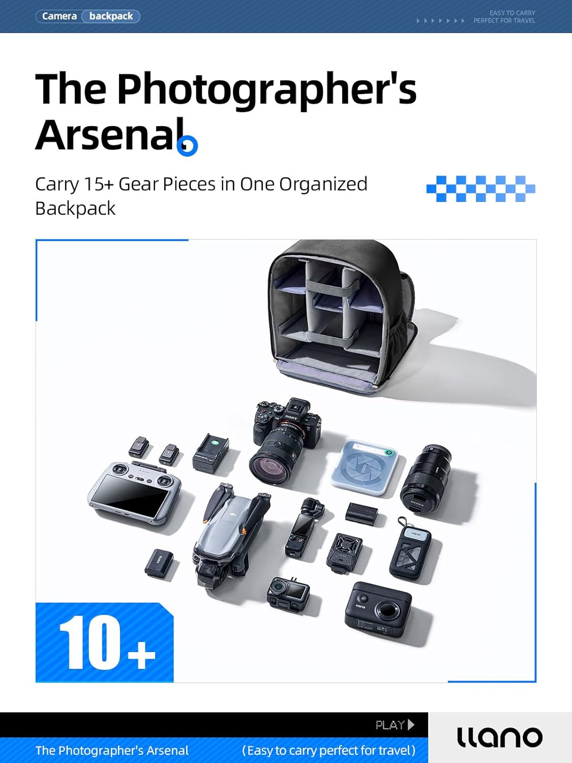 llano Camera Backpack for DSLR/SLR/Mirrorless – Water-Resist... - Image 3