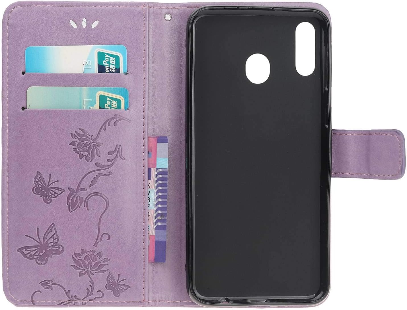 Samsung Galaxy A20E Case Flip Cover PU Leather Wallet Lotus ... - Image 5