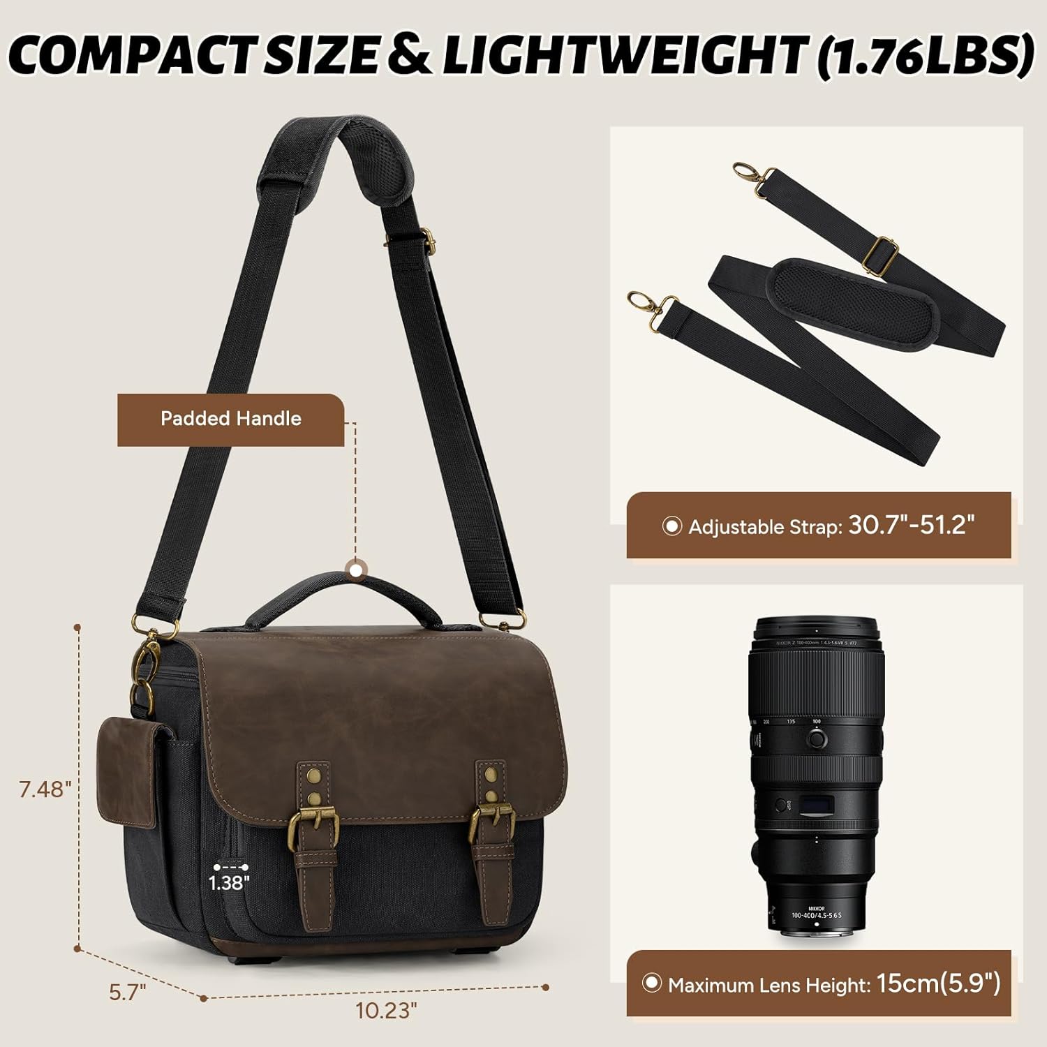 RAINSMORE Camera Bag, Small Camera Case for DSLR/SLR/Mirrorl... - Image 7