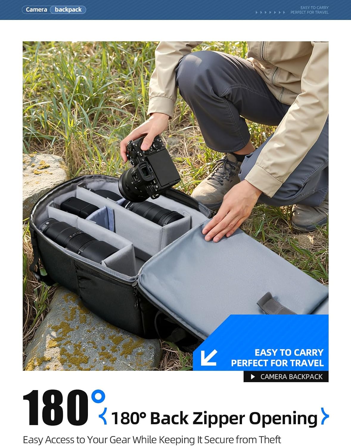 llano Camera Backpack for DSLR/SLR/Mirrorless – Water-Resist... - Image 5