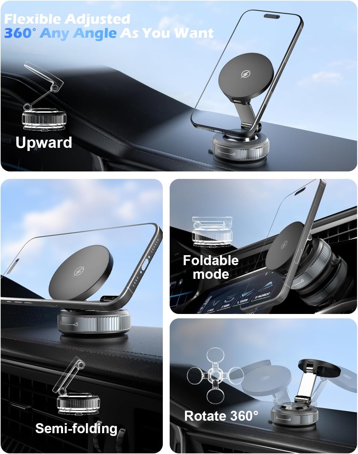 CloudValley 15W Magnetic Wireless Car Charger Mount, Nano Ge... - Image 7