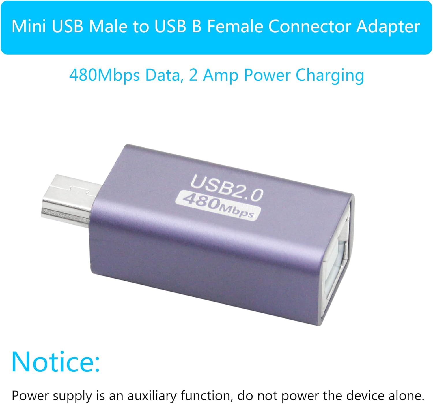 USB 2.0 B Type Connector Adapter, Mini USB Male to USB B (MI... - Image 5