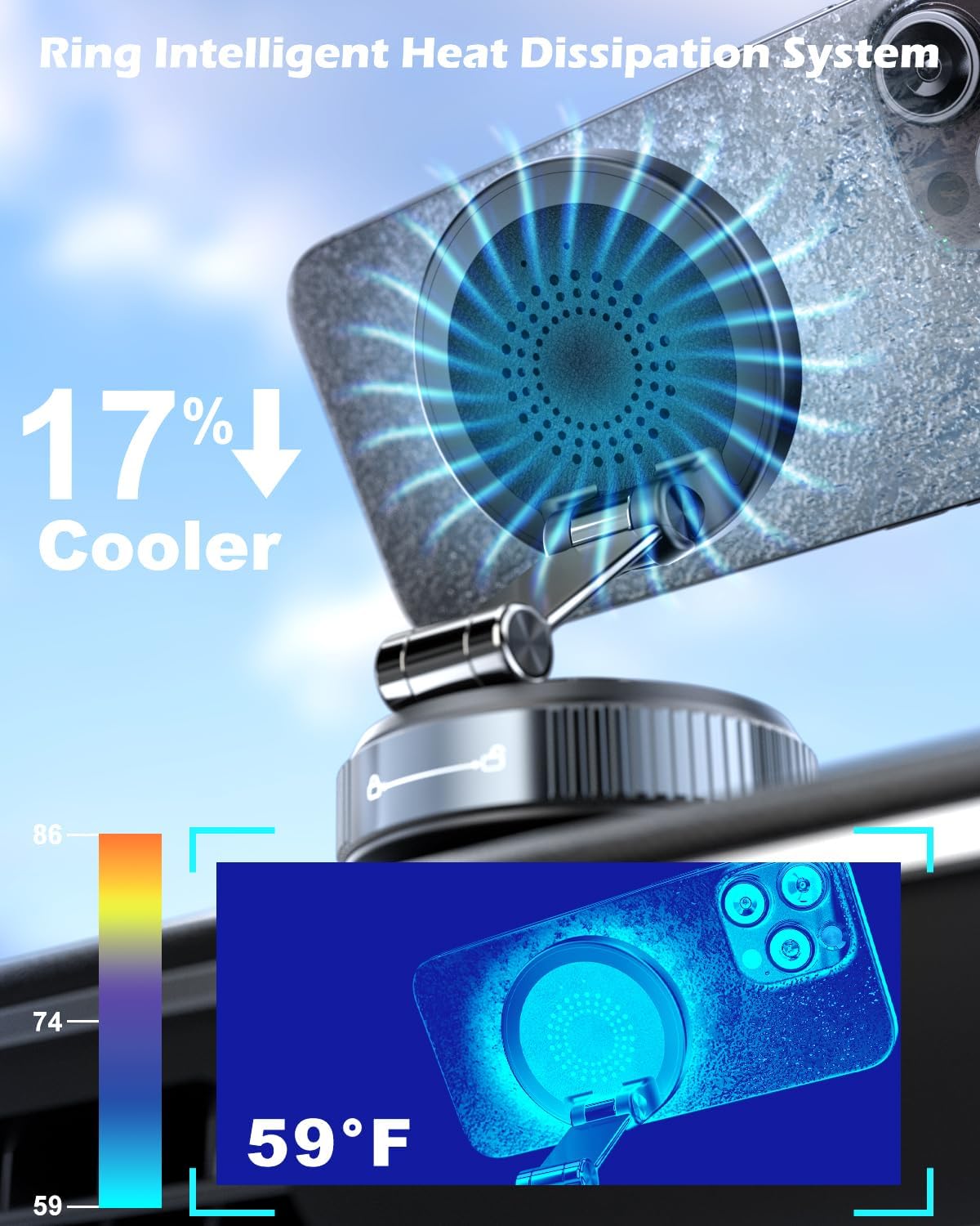 CloudValley 15W Magnetic Wireless Car Charger Mount, Nano Ge... - Image 4