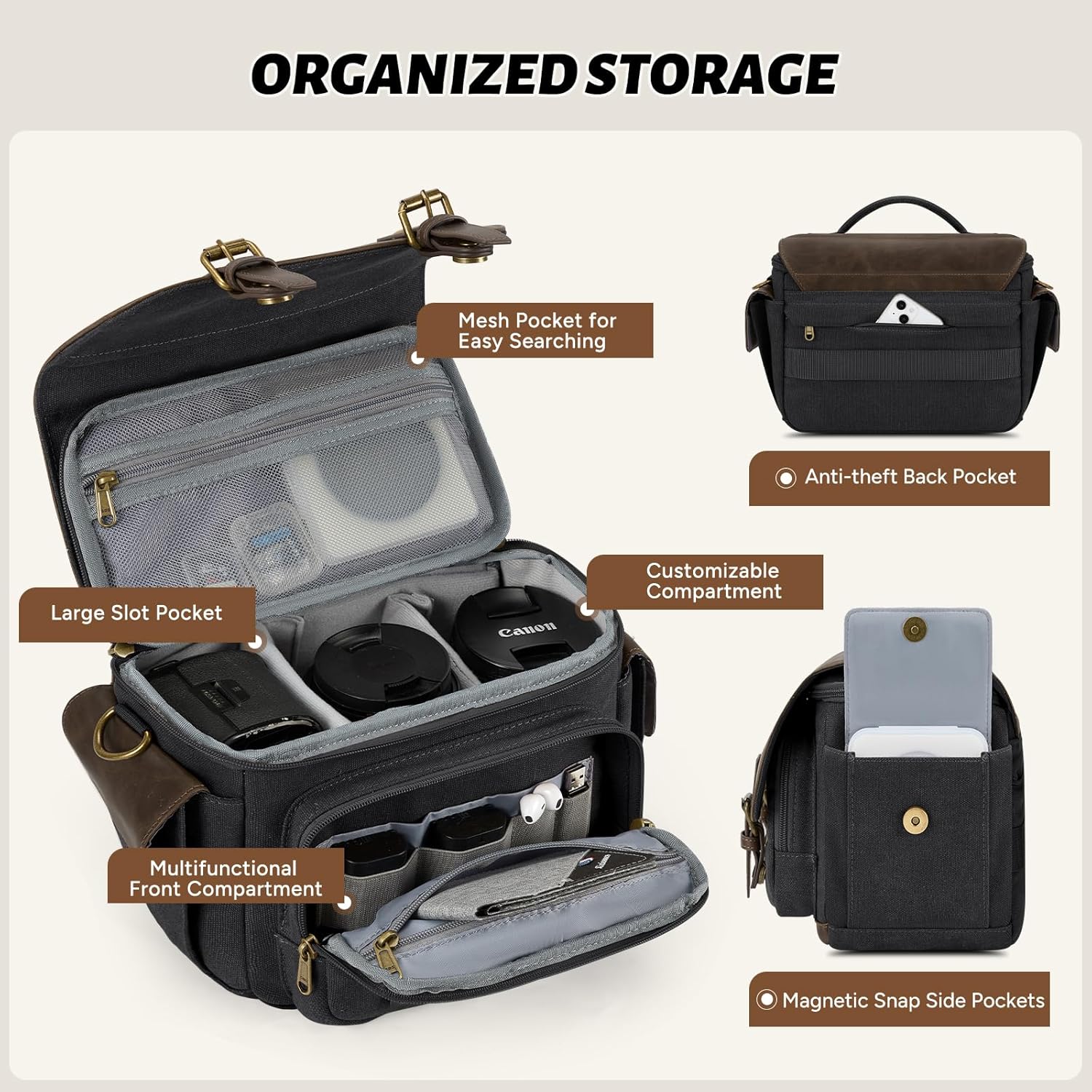 RAINSMORE Camera Bag, Small Camera Case for DSLR/SLR/Mirrorl... - Image 5