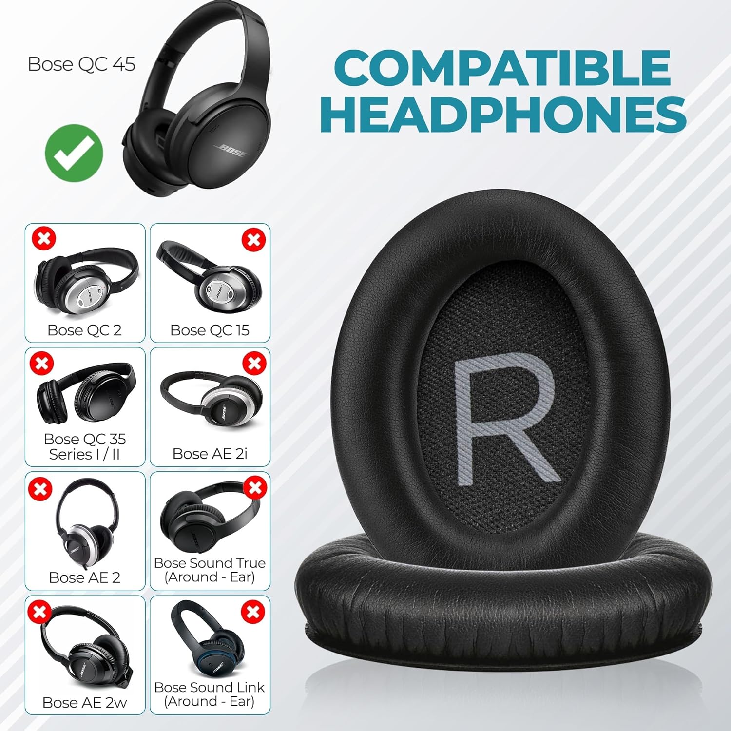 Replacement Earpads for Bose QuietComfort 45 (QC 45) - Premi... - Image 3