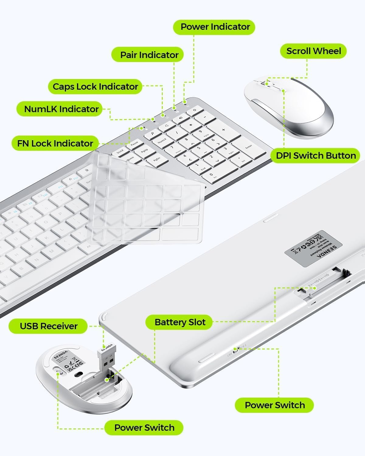 seenda Wireless Keyboard and Mouse Set, SK38 Ultra Slim Quie... - Image 10