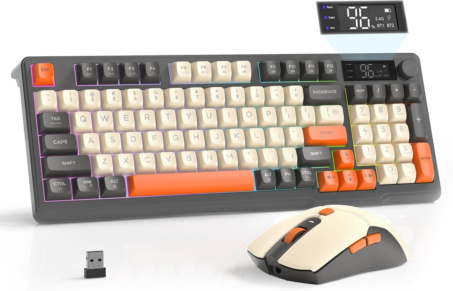 FREEWOLF T96 Wireless Keyboard and Mouse Combo, Bluetooth & ... - Image 2