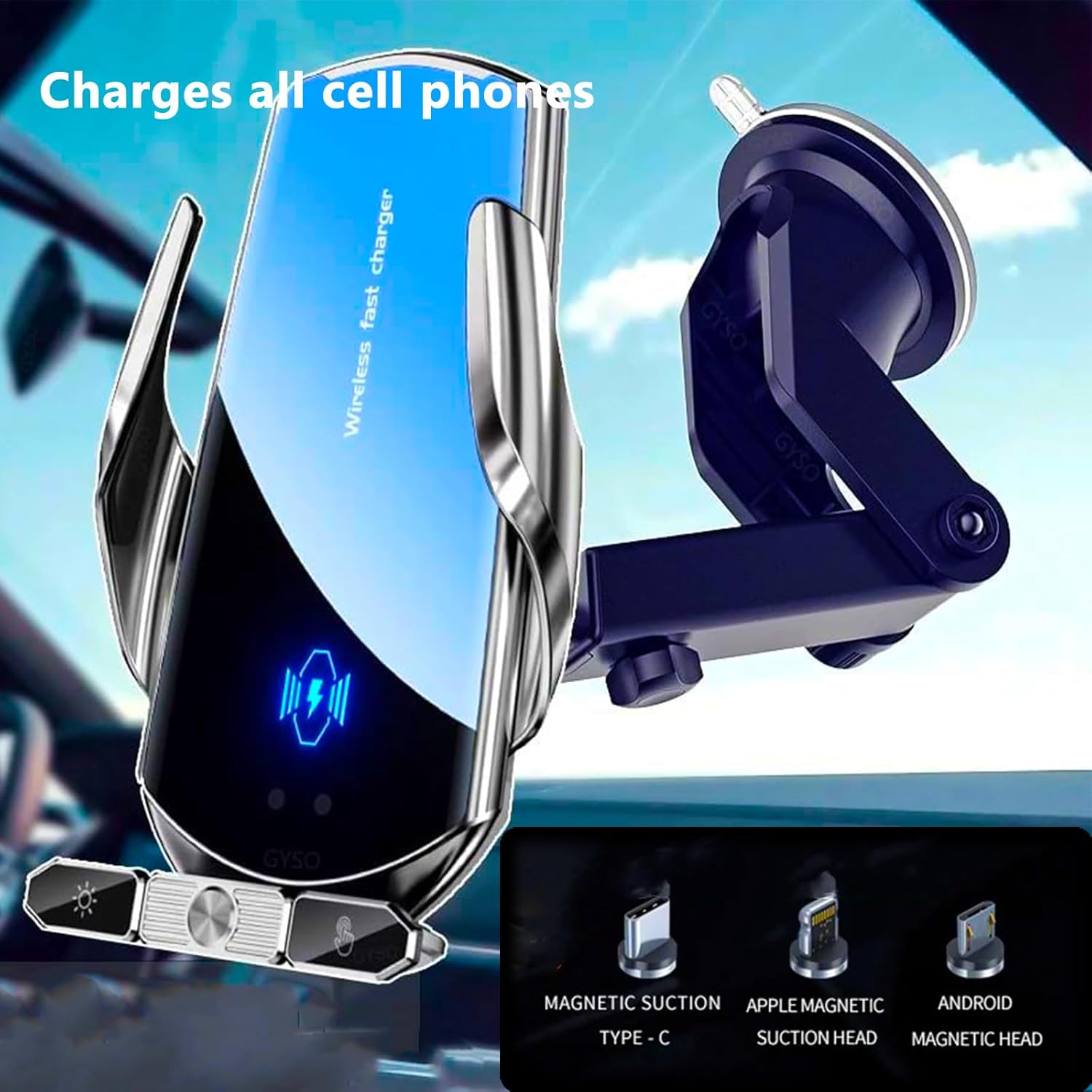 Wireless Car Charger, 15W Fast Qi Charging, Car Phone Holder... - Image 3