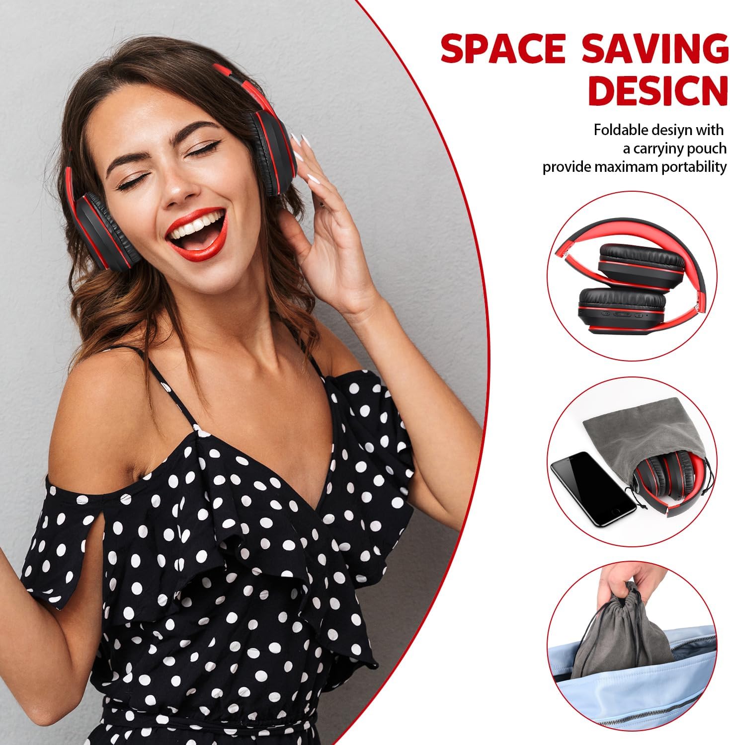 WorWoder Wireless Headphones Over Ear, 80 Hours Playtime Blu... - Image 6