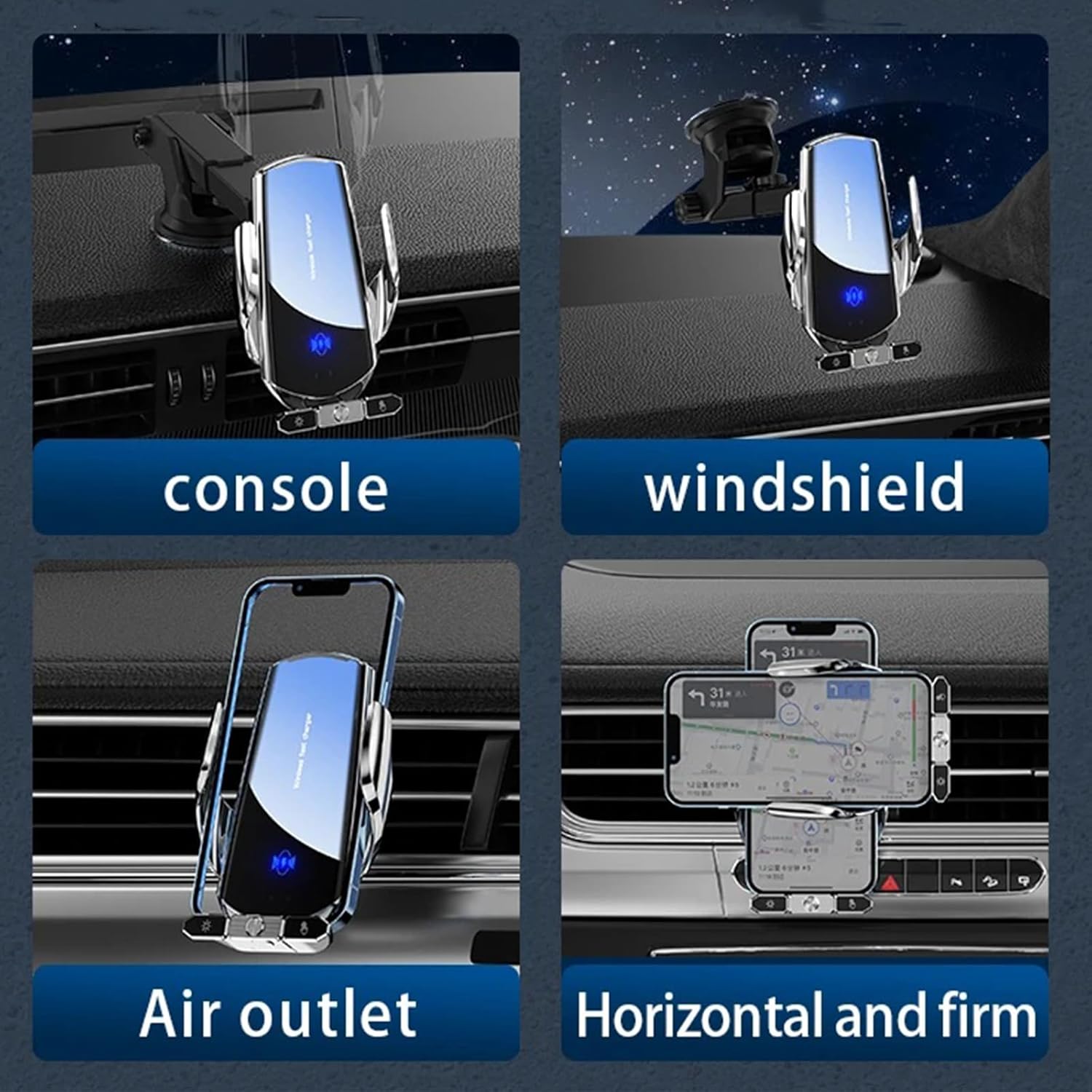 Wireless Car Charger, 15W Fast Qi Charging, Car Phone Holder... - Image 4