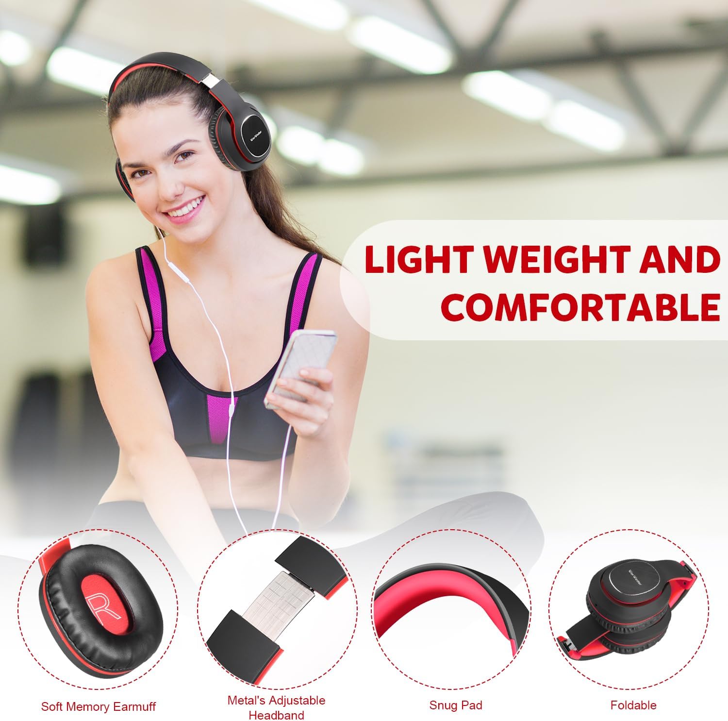 WorWoder Wireless Headphones Over Ear, 80 Hours Playtime Blu... - Image 5