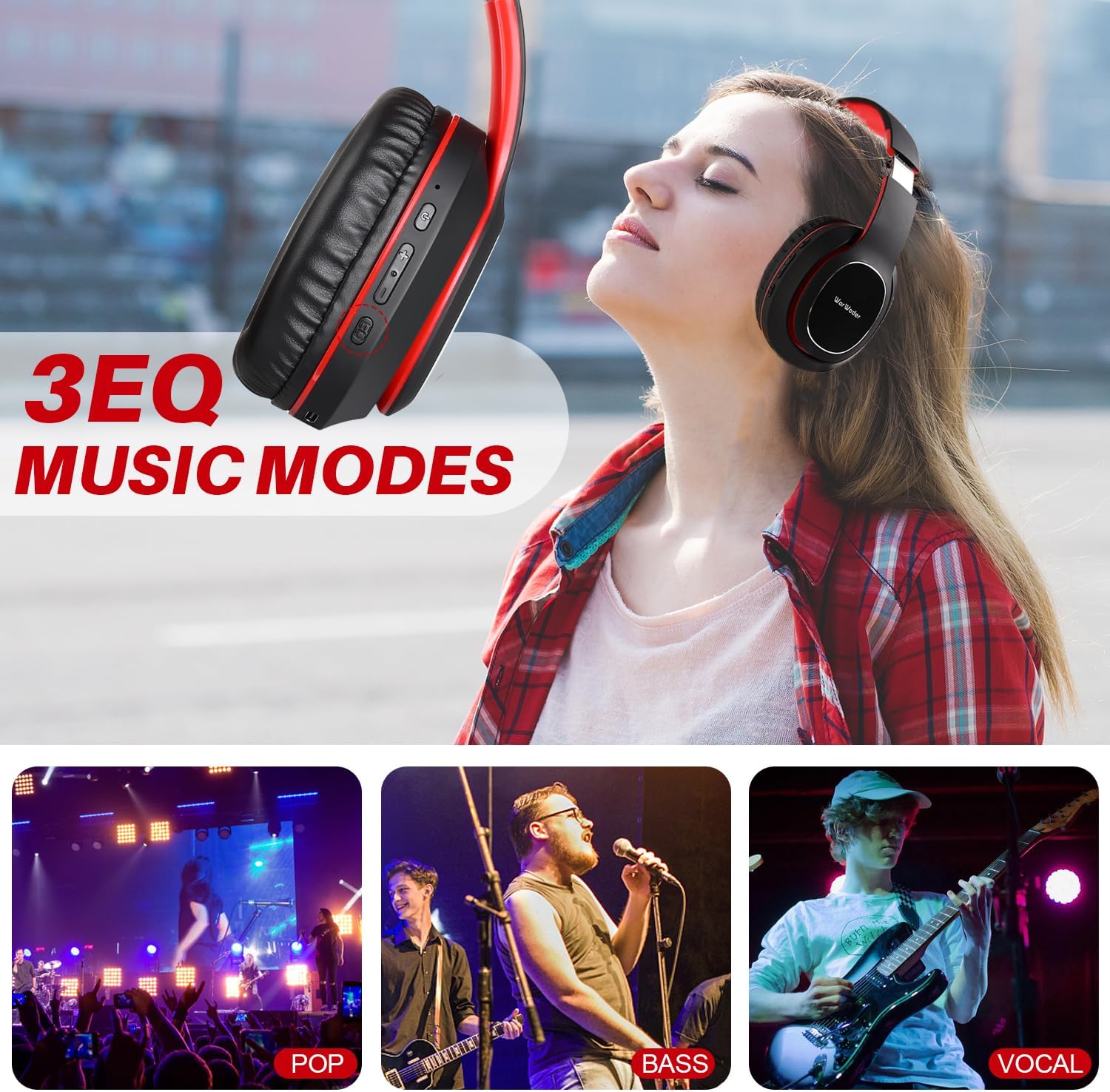 WorWoder Wireless Headphones Over Ear, 80 Hours Playtime Blu... - Image 4