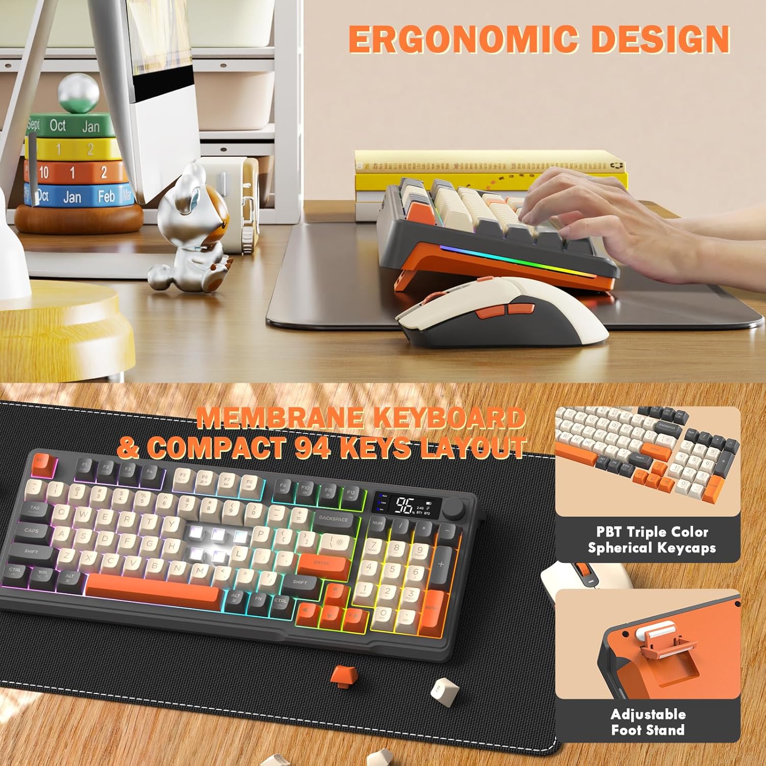 FREEWOLF T96 Wireless Keyboard and Mouse Combo, Bluetooth & ... - Image 9