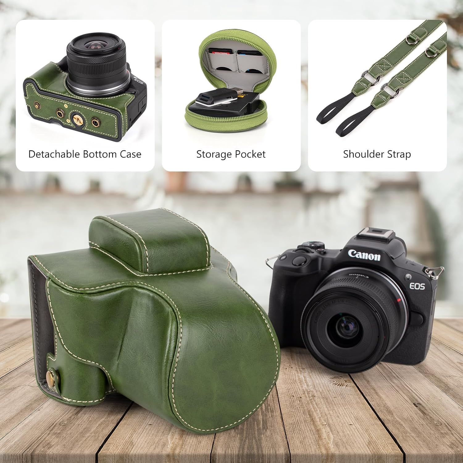 MUZIRI KINOKOO EOS R50 R100 Camera Case, Retro PU Leather Pr... - Image 6