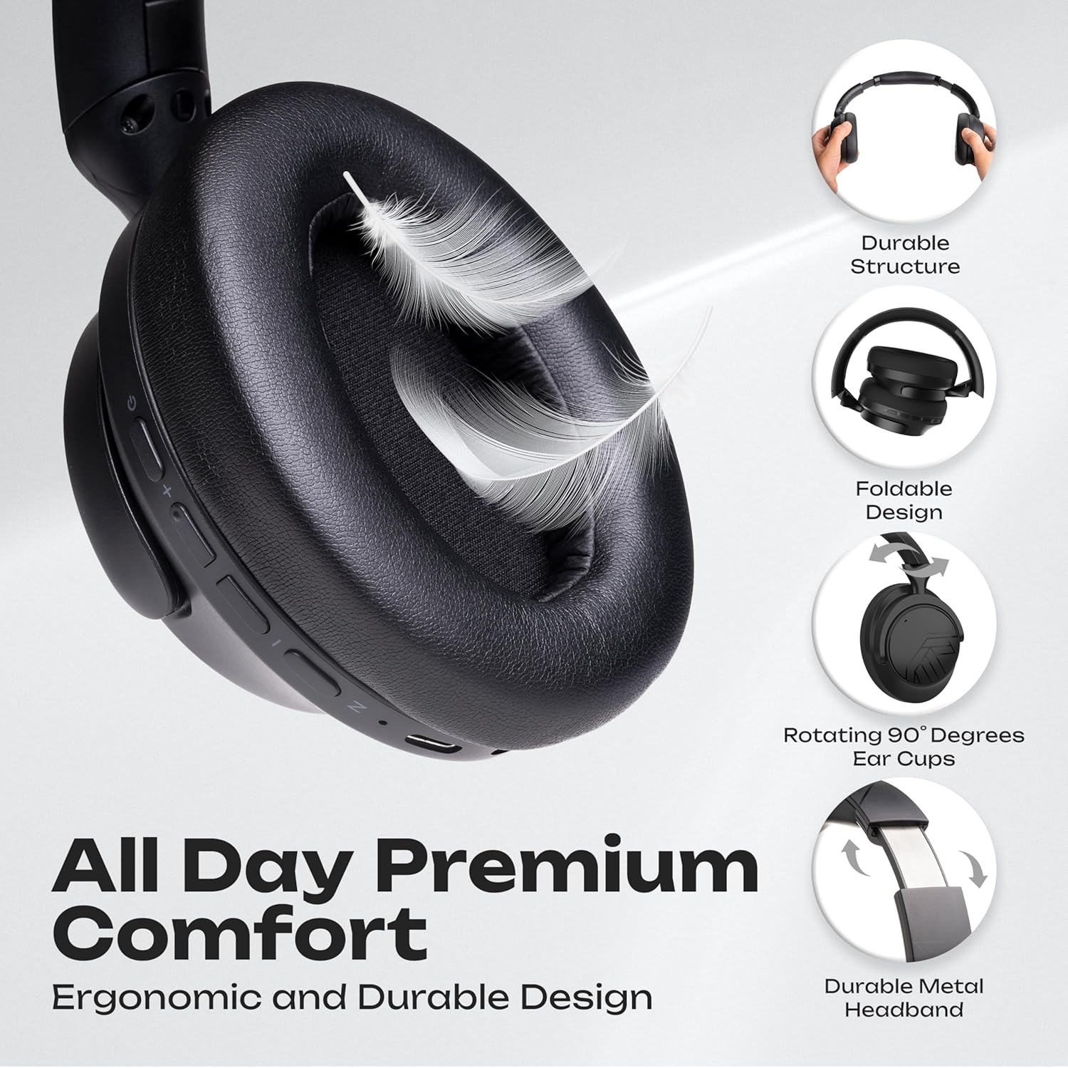 PowerLocus Active Noise Cancelling, 70 Hours Playtime Over E... - Image 5