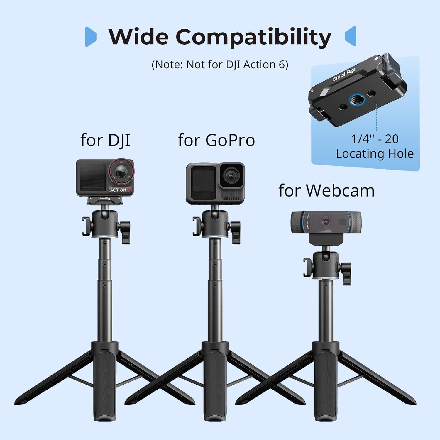 SMALLRIG Action Camera Selfie Stick Quick Release Tripod, 7.... - Image 6