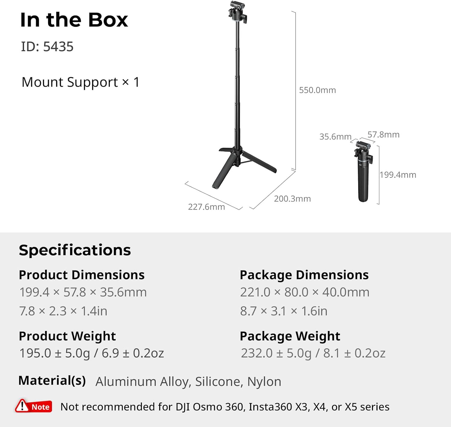 SMALLRIG Action Camera Selfie Stick Quick Release Tripod, 7.... - Image 9