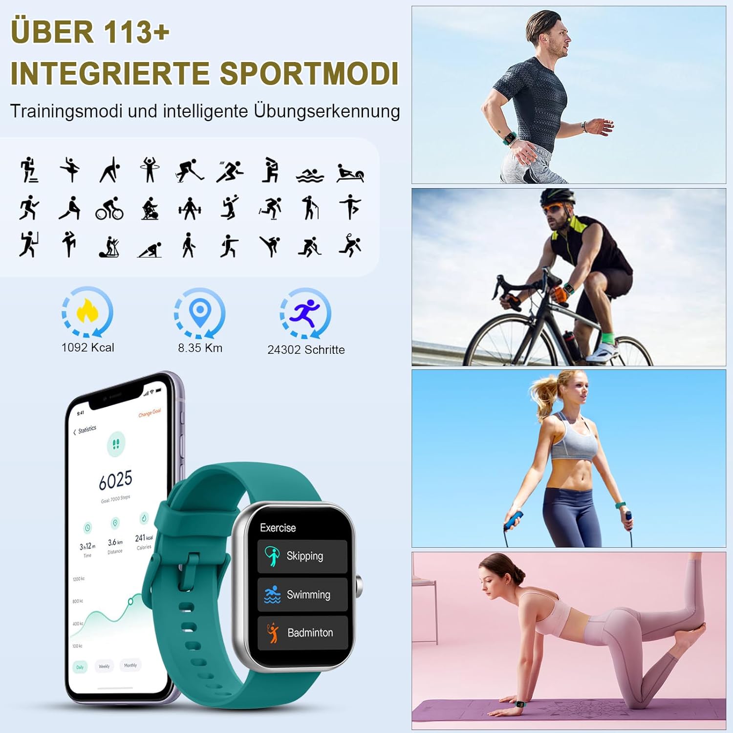 Smart Watch for Men Women, 1.96" Smartwatch Answer/Make Call... - Image 7