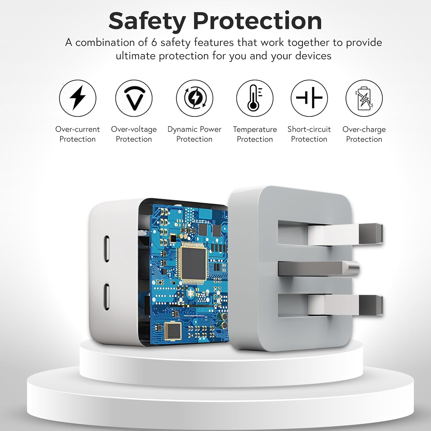Dual USB C Plug UK, 50W Fast Charger Plug For iPhone 15 14 1... - Image 5