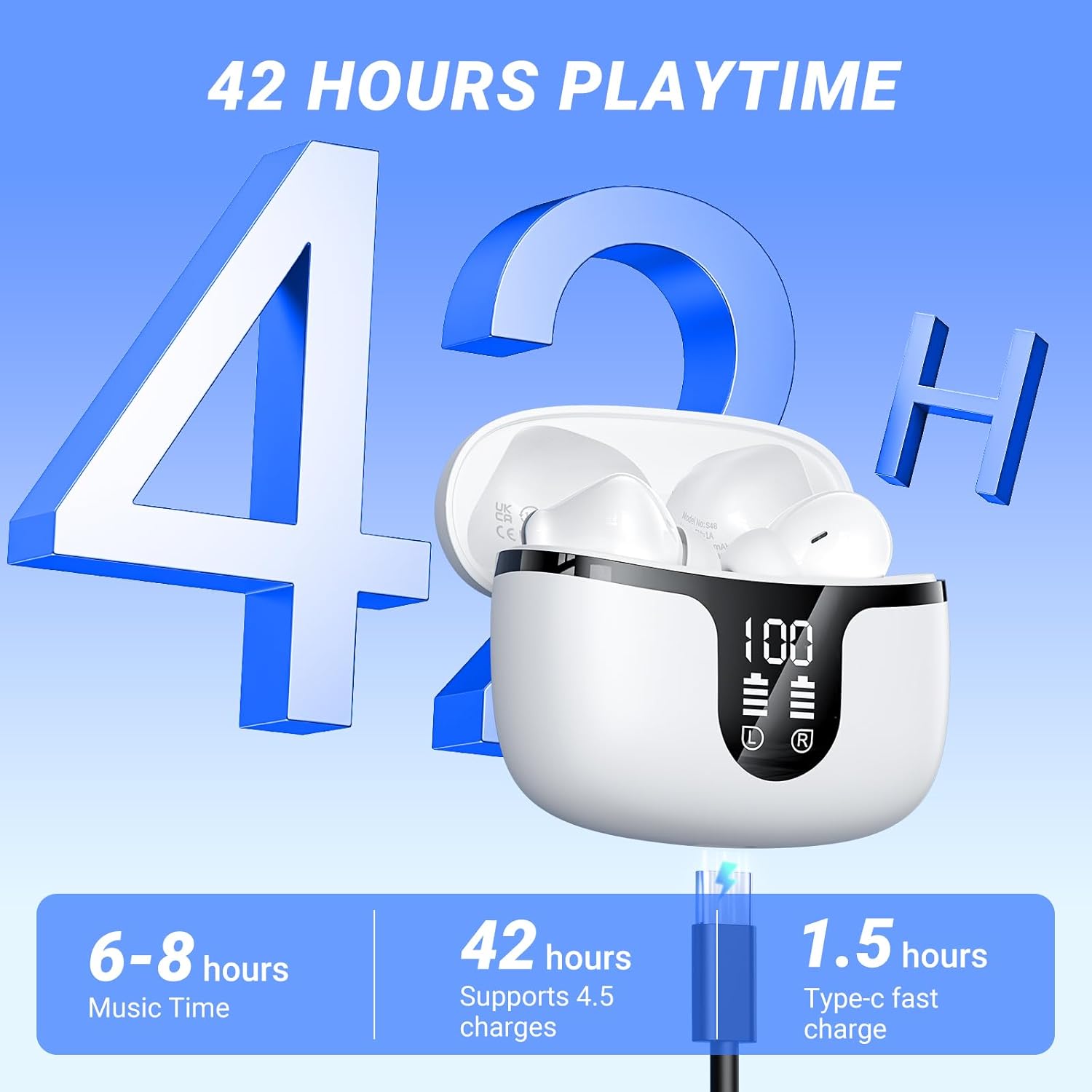 Wireless Earbuds Bluetooth 5.3 Headphones in Ear with 4 ENC ... - Image 6