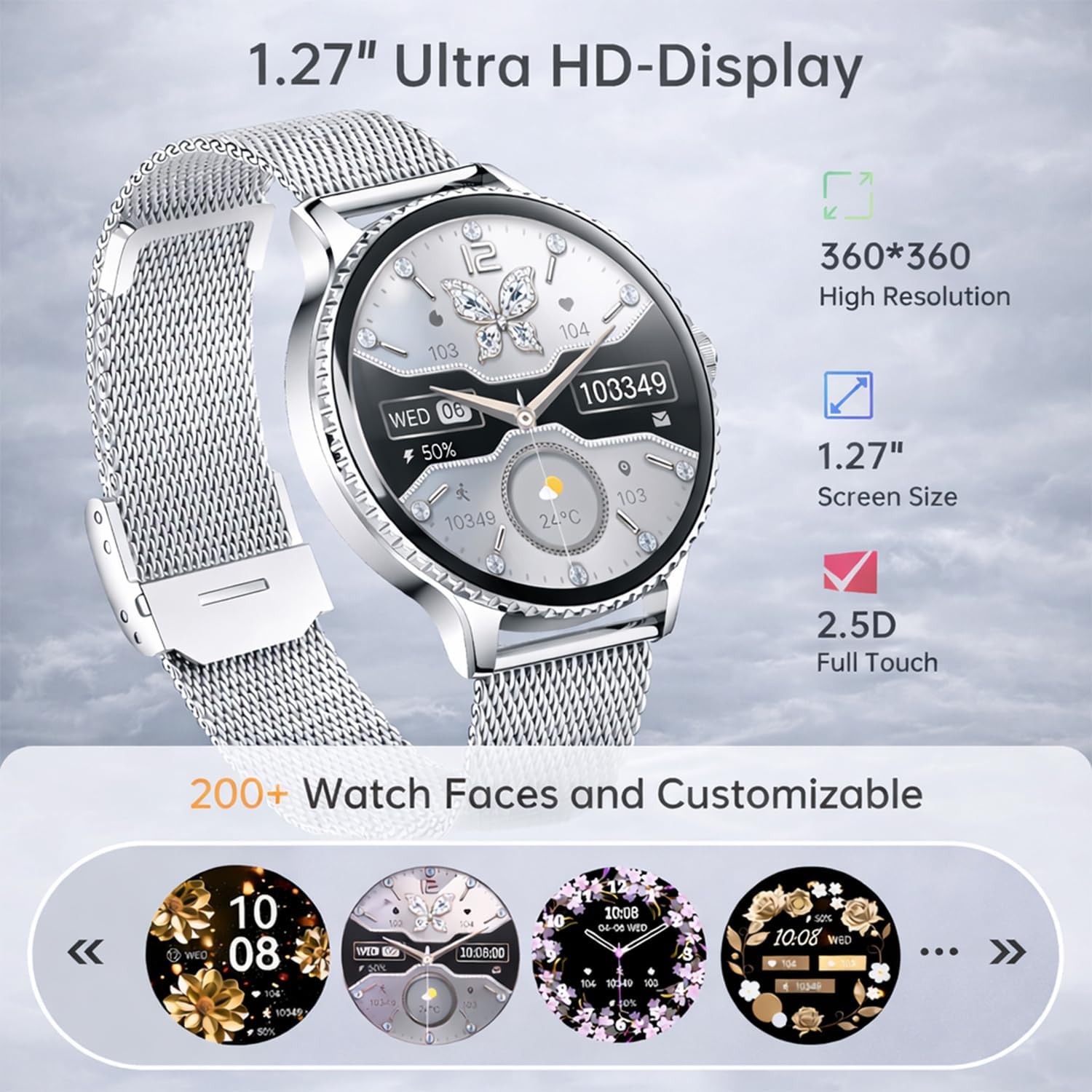 Smart Watch for Women Answer/Make Call, 1.27'' HD Fitness Wa... - Image 3
