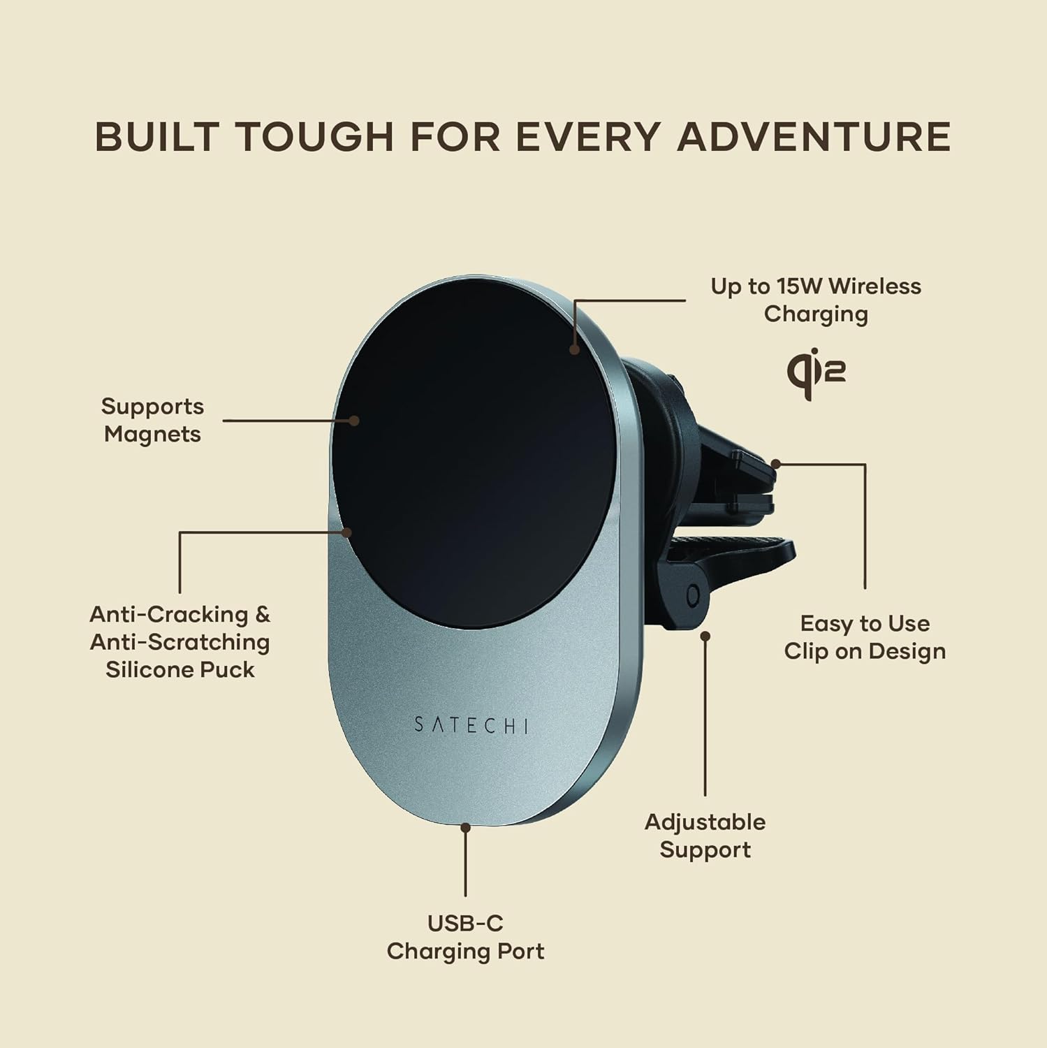 SATECHI Qi2 Wireless Car Charger, Travel Friendly Car Phone ... - Image 5