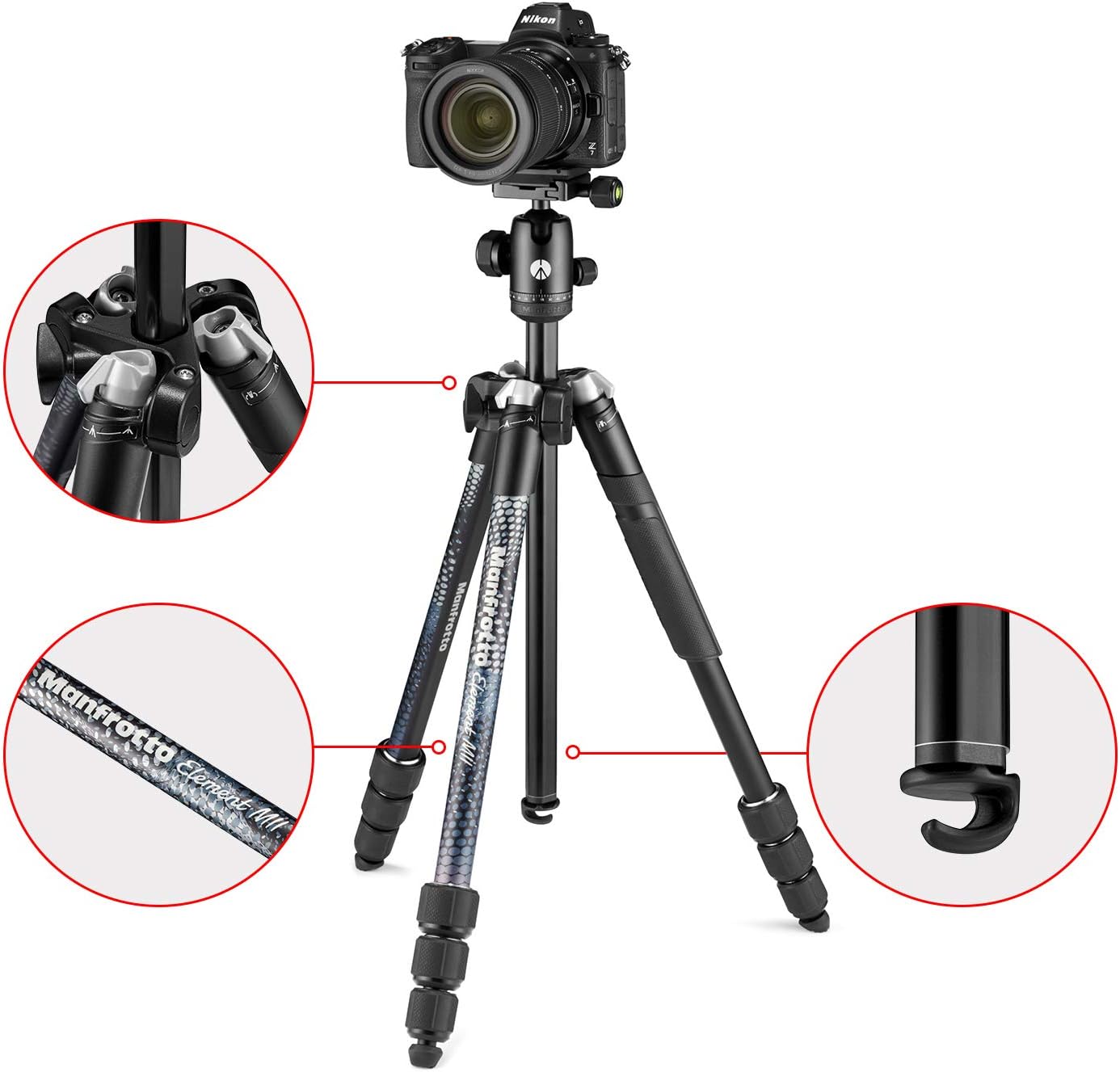 Manfrotto Element MII Camera Tripod, Travel Tripod in Alumin... - Image 3