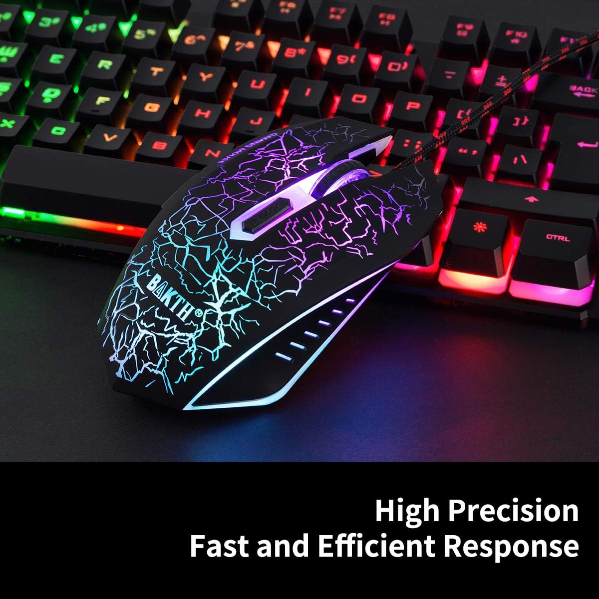 BAKTH Multiple Color Rainbow LED Backlit Mechanical Feeling ... - Image 4