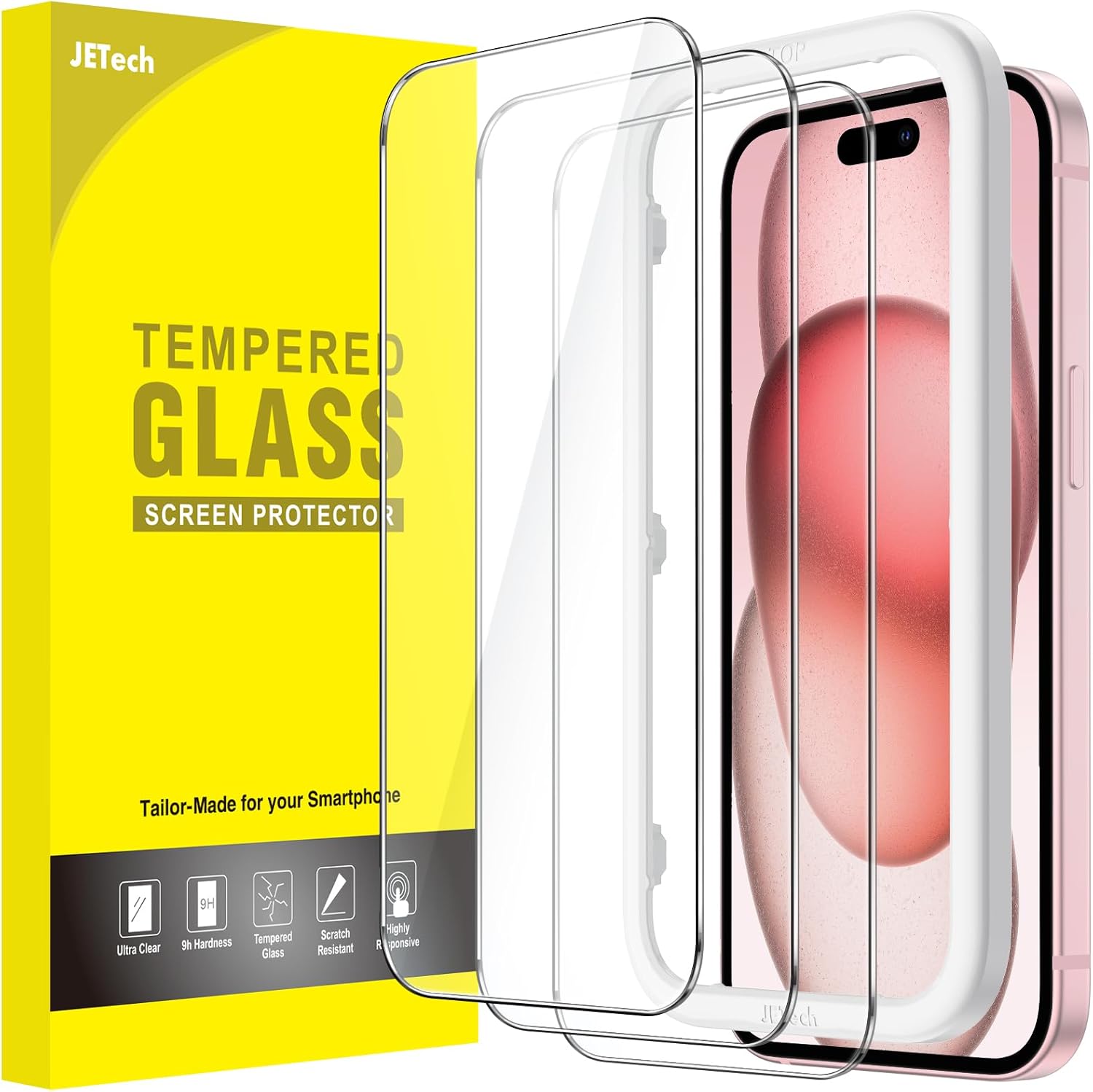 JETech Screen Protector for iPhone 15 6.1-Inch, Tempered Gla... - Image 2