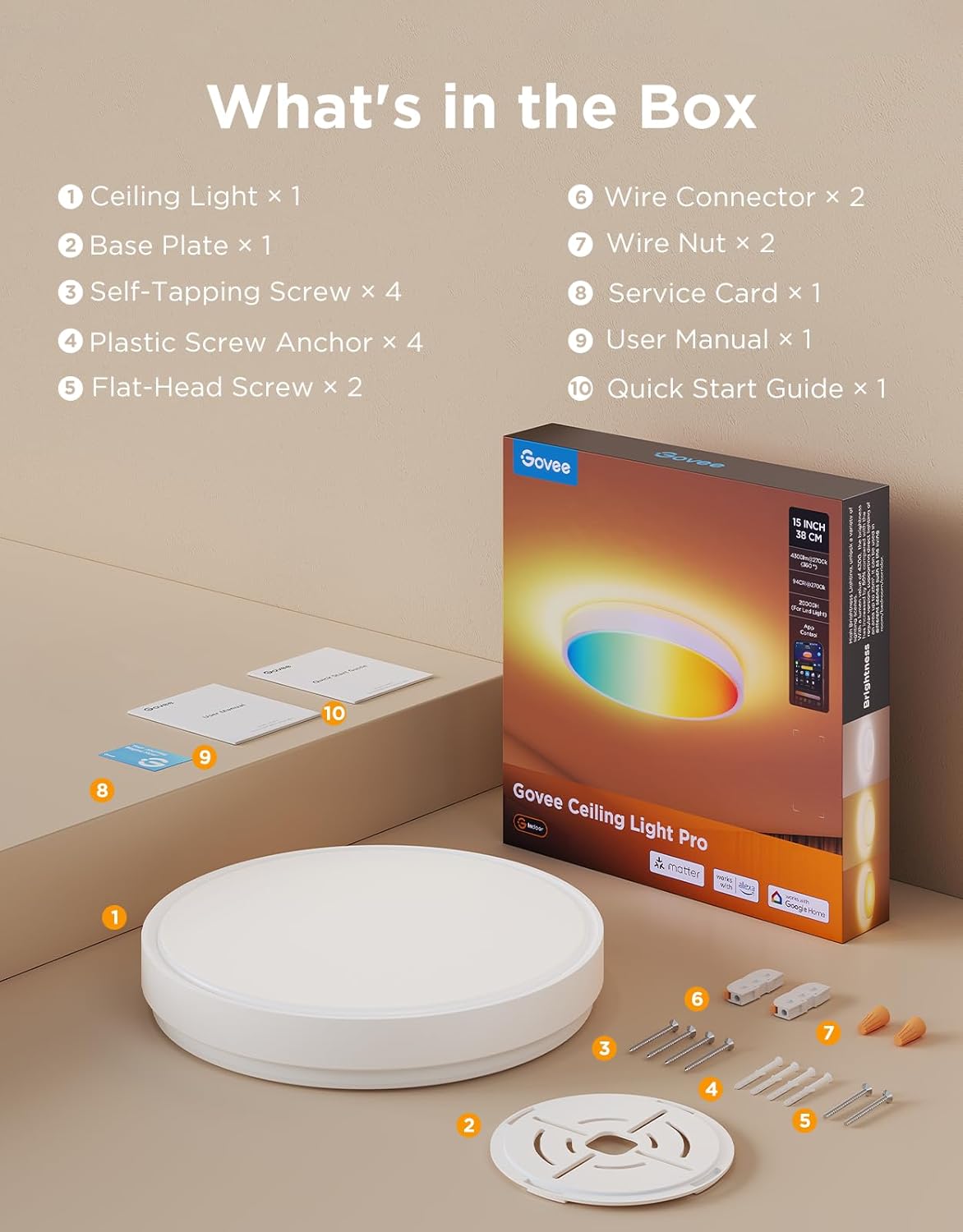 Govee RGBIC Ceiling Light 48.5W, Smart LED Ceiling Light 430... - Image 10