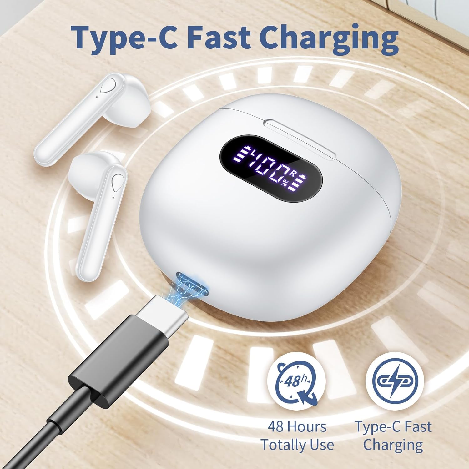 Wireless Earbuds, V5.3 Bluetooth Headphones, 48H Playtime LE... - Image 4